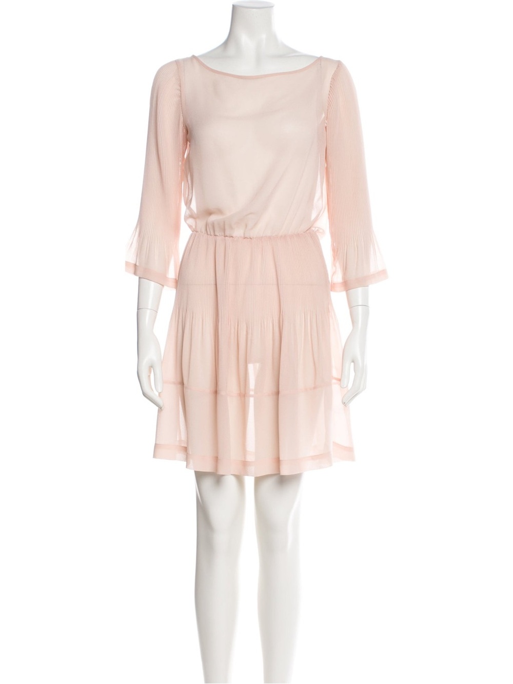 Maje Sheer Blush Pink Tiered Chiffon Dress
